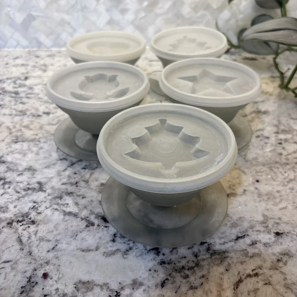 5 Vintage Tupperware Jello Mold Jel-N-Serve Gelatin‎ Bowls with Molds Lids